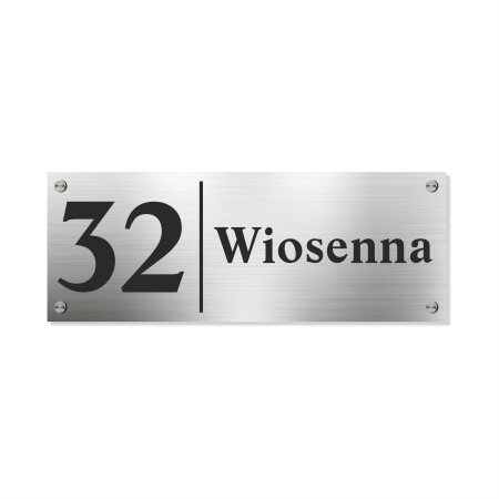 Tablica na dom - NOWECZESNA dibond srebrny, 40x15cm, WARIANTY