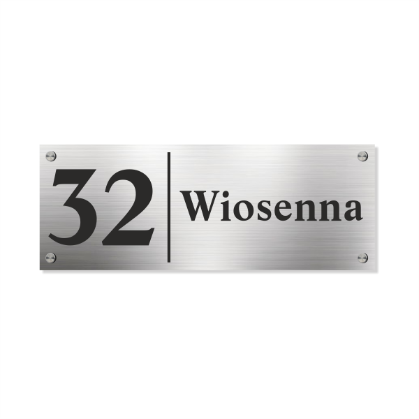 Tablica na dom - NOWECZESNA dibond srebrny, 40x15cm, WARIANTY