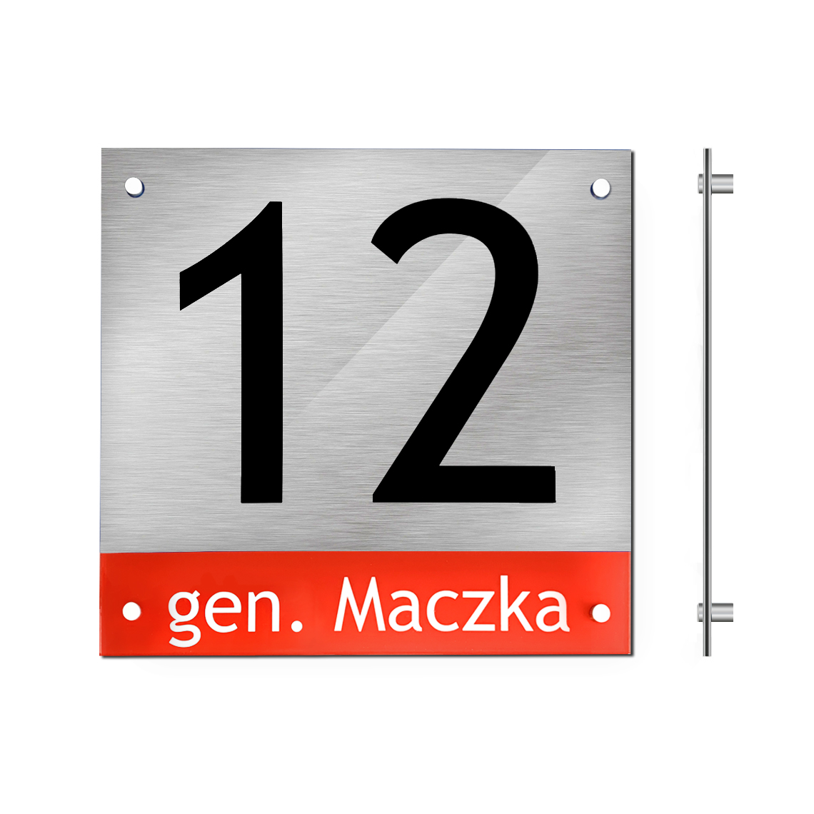 Tablica na dom z numerem, dibond srebrny